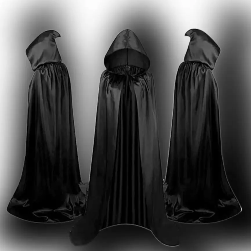 Halloween Cloak Costumes Wizard Cloak for Children Hooded Capes Mantle Black