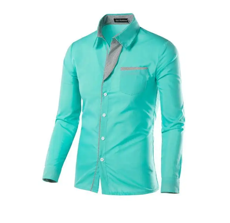 Fashion Shirt Contrast Color Men's Shirt Striped New Foreign Trade Long Sleeve Men's Shirt