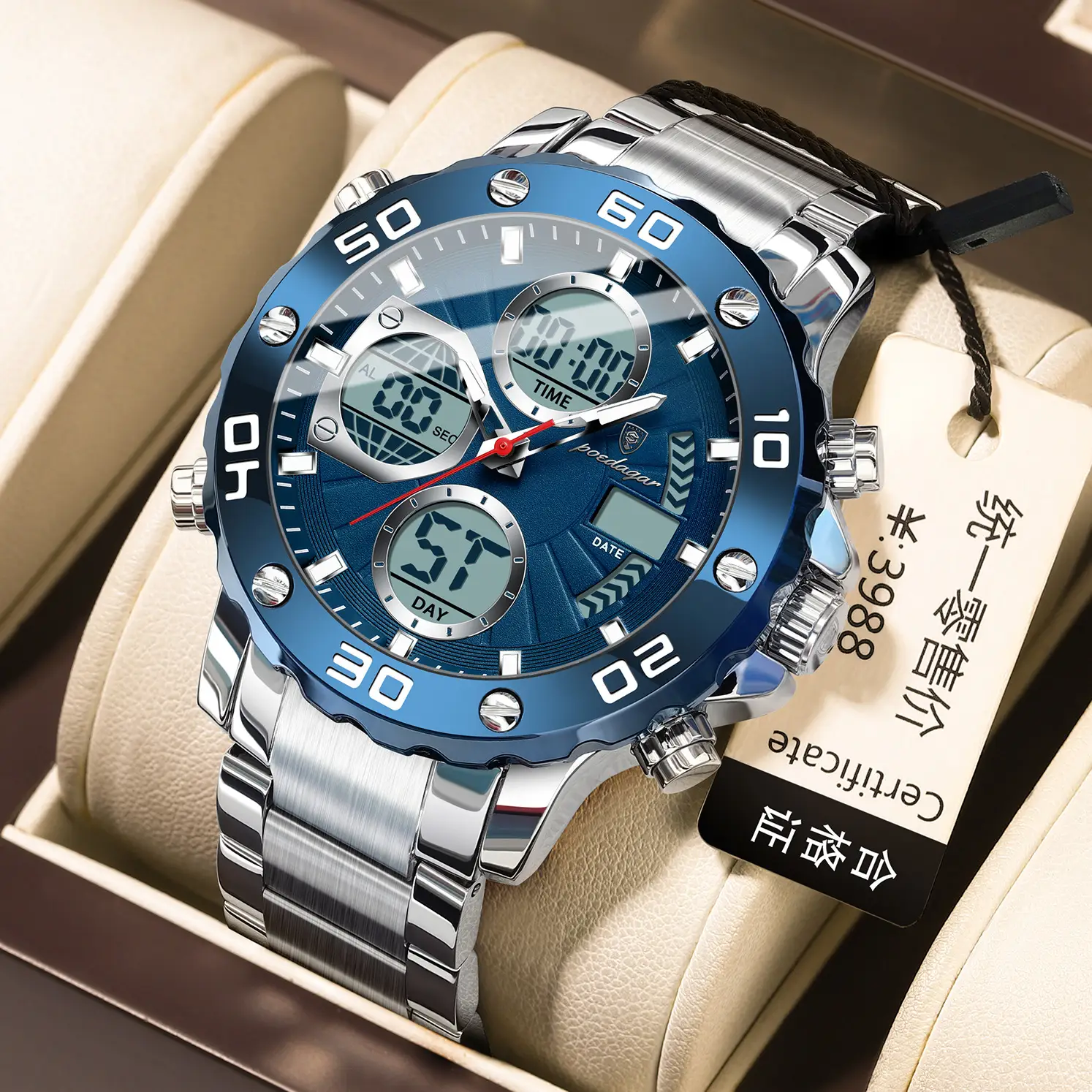 Men's Multifunctional Luminous Dual-Display Electronic Watch