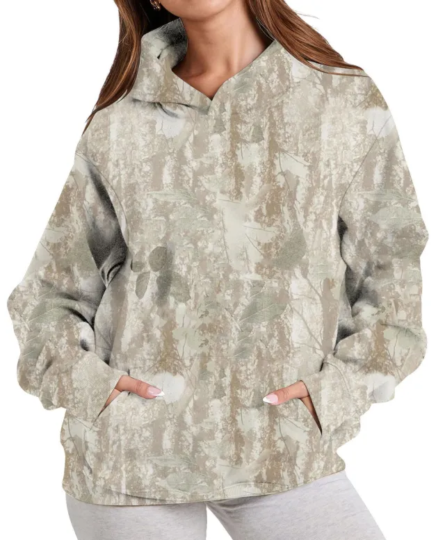 Women's Fashionable Printed Camouflage Maple Leaf Hoodie Top L2591162 Xl - Shop at LoveMi