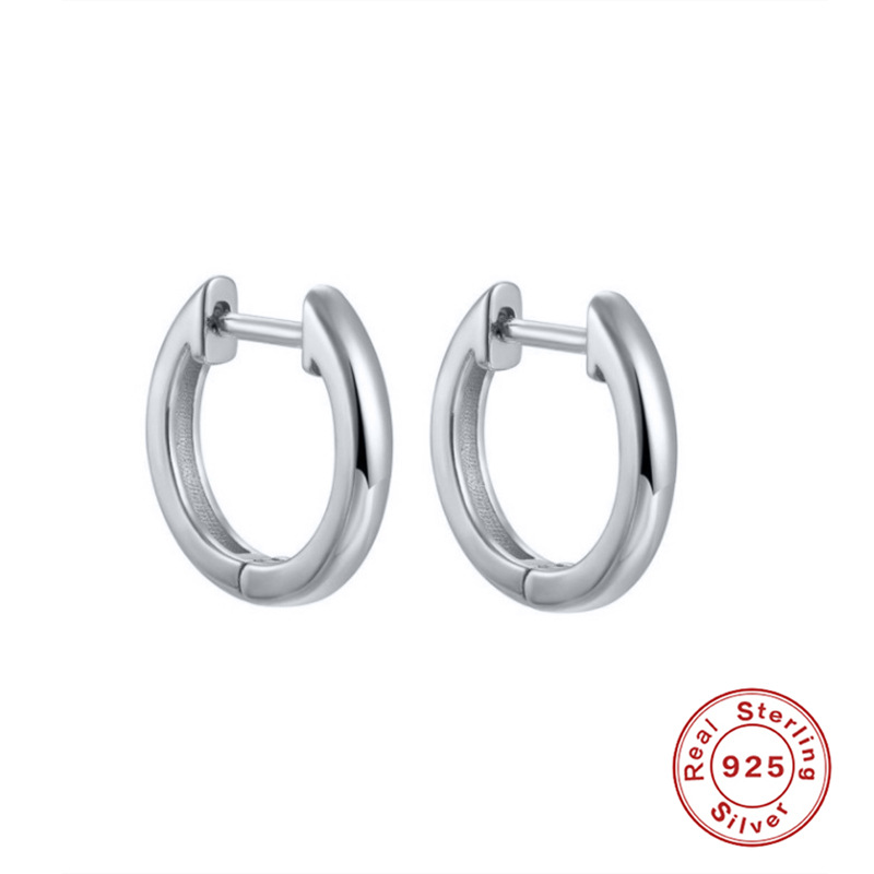 S925 Sterling Silver Geometric Circle Ear Studs