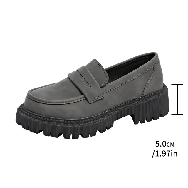 British Style Low Heel Slip on Low Cut Loafers Gray - Shop at LoveMi