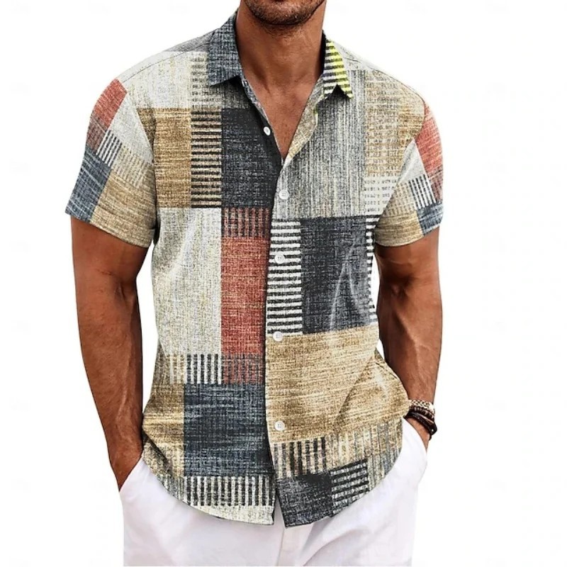 4-Way Stretch Retro 3 D Floral Men’s Short Sleeve Shirt 4-Way Stretch Retro 3 D Floral Men’s Short Sleeve Shirt