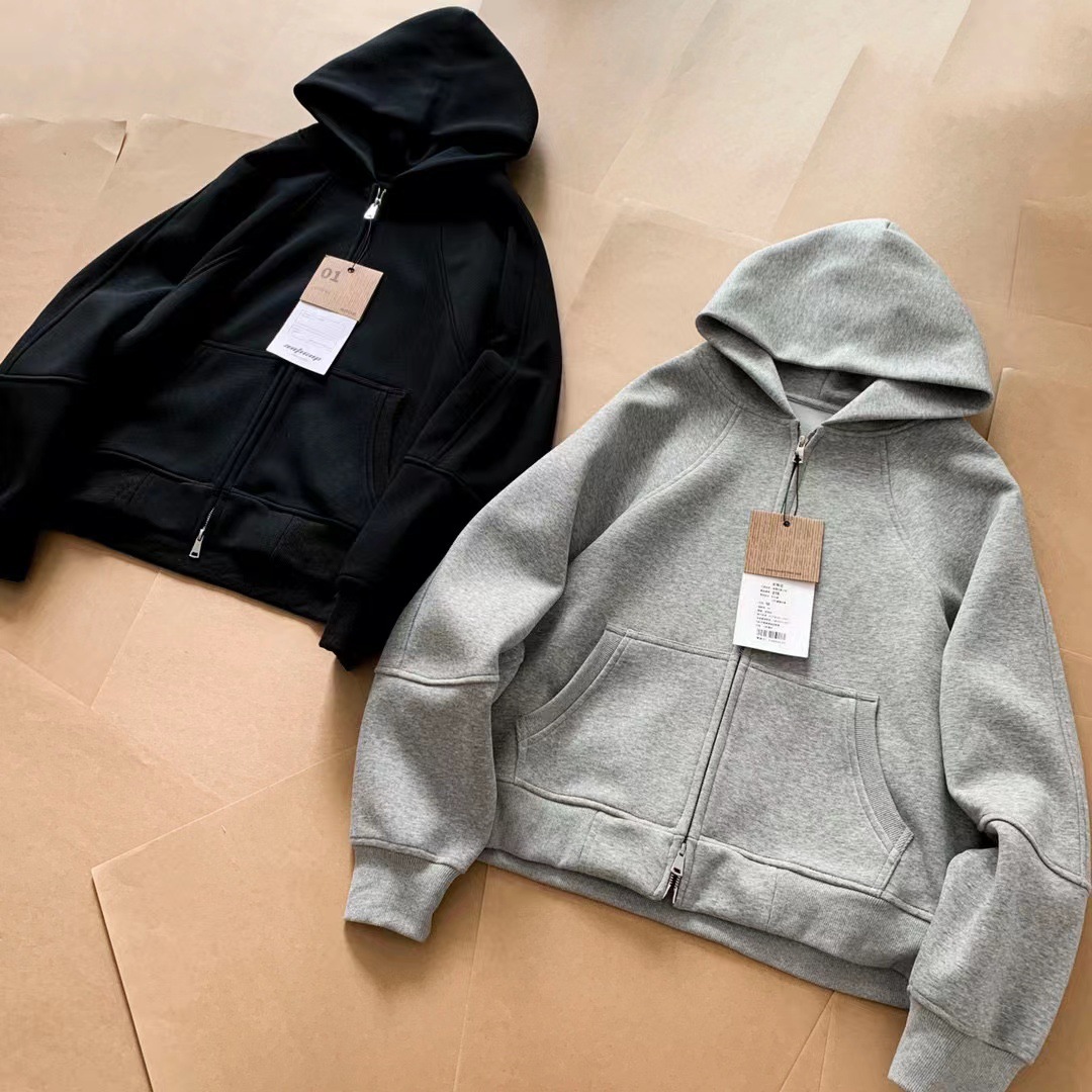 Title 12, Loose Basic Solid Color Hoodie Coat