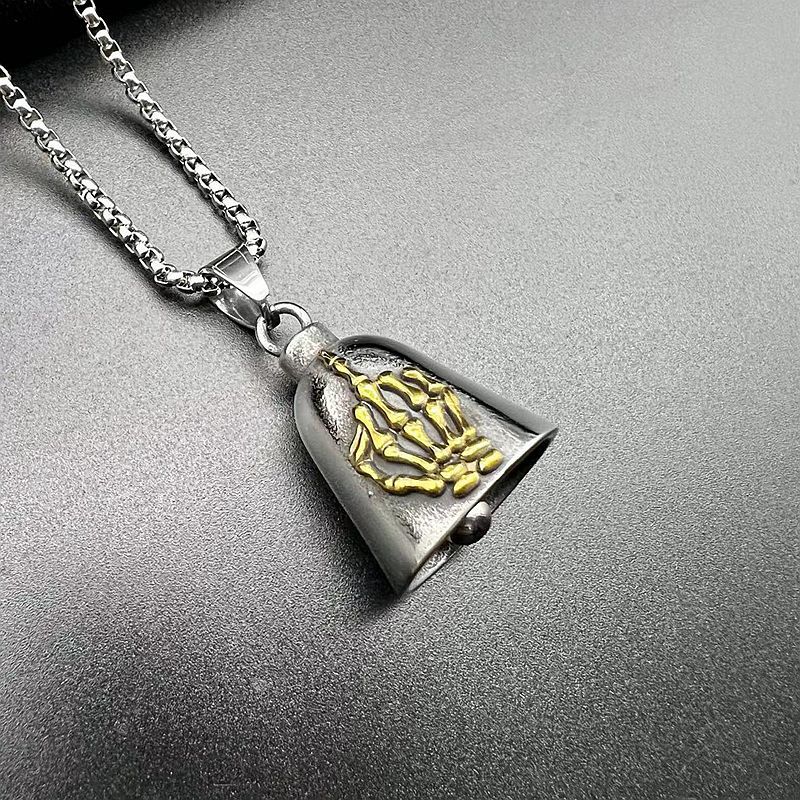 New Stainless Steel Retro Gold-plated Skull Palm Bell