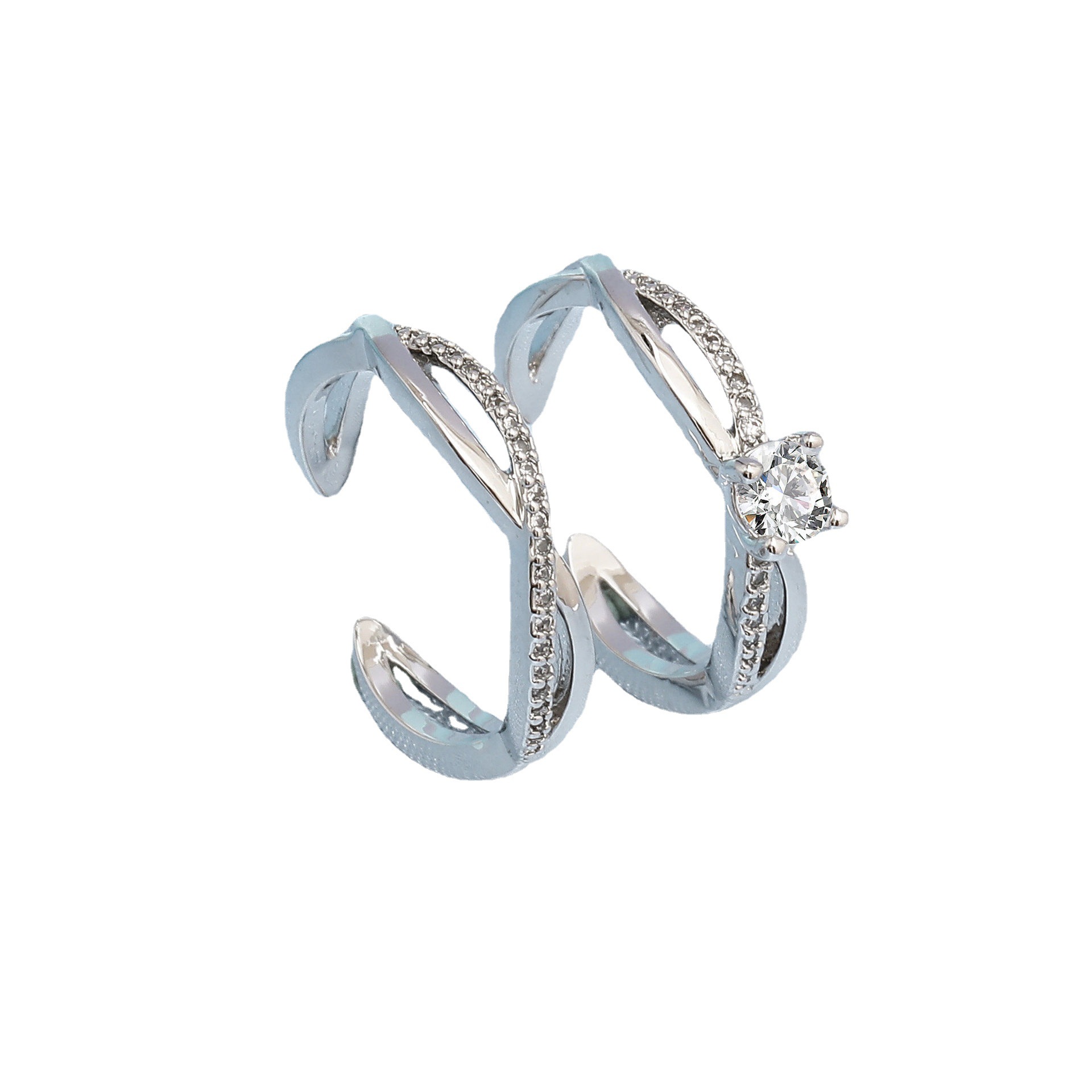 Starry Zircon Crown Couple Ring