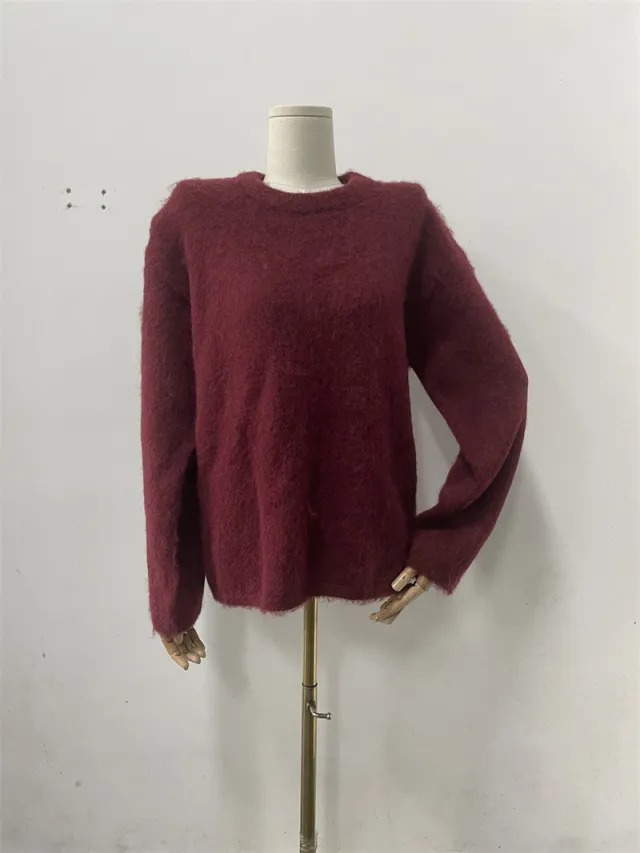 Autumn And Winter New Casual Laid back Style Knitted Top Wine Red - Shop at LoveMi