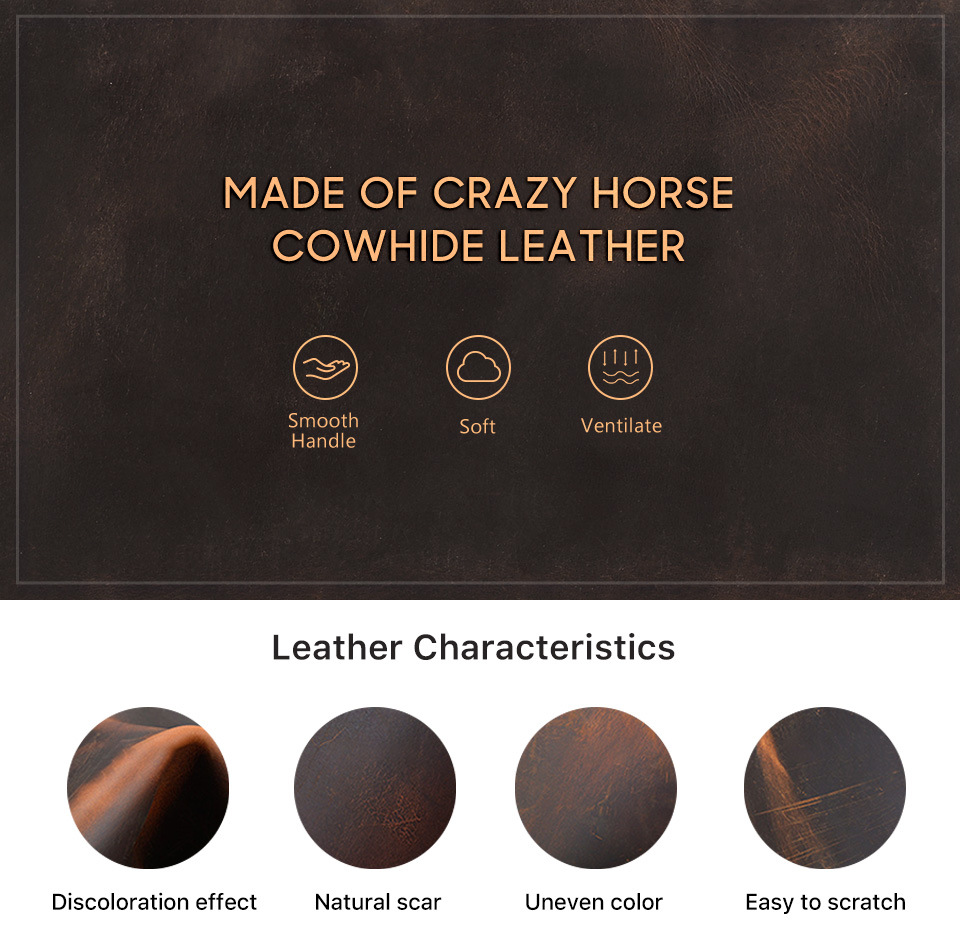 Title 5, Crazy Horse Leather Rectangular Glasses Case Ha...