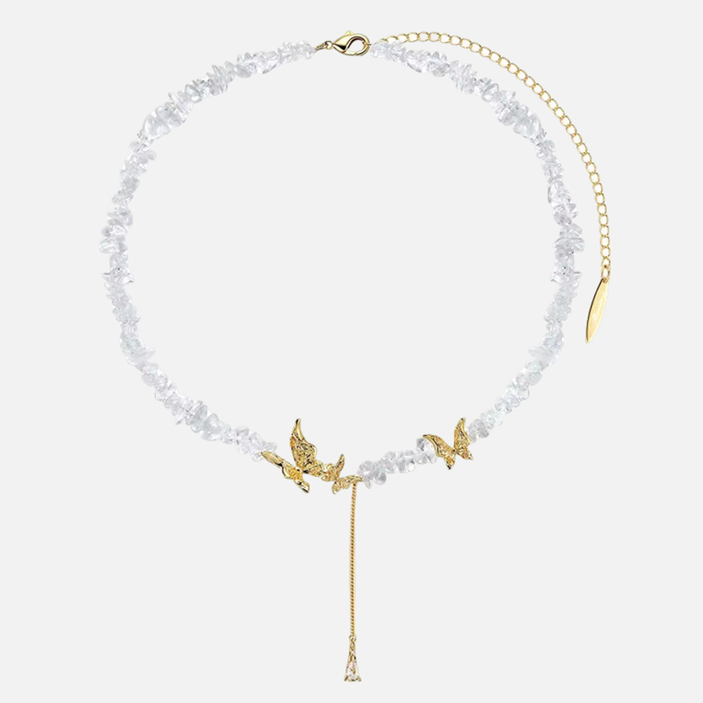 Three-dimensional Butterfly Crystal Romantic Beaded Necklace