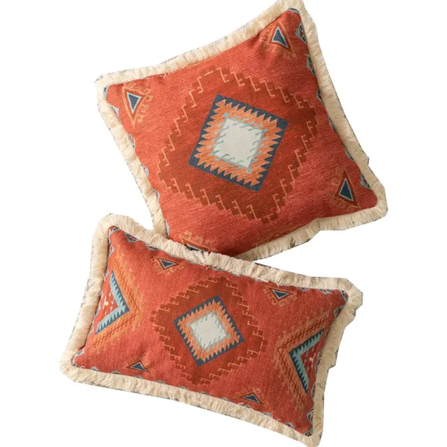 Retro Pattern Tassel Lace Decorative Printed Pillowcase - Shop at LoveMi