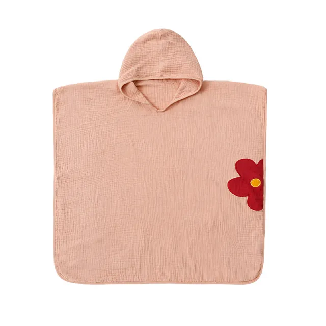 Children's Cotton Gauze Hooded Bath Towel Lotus Root Pink Cartoon - Shop at LoveMi