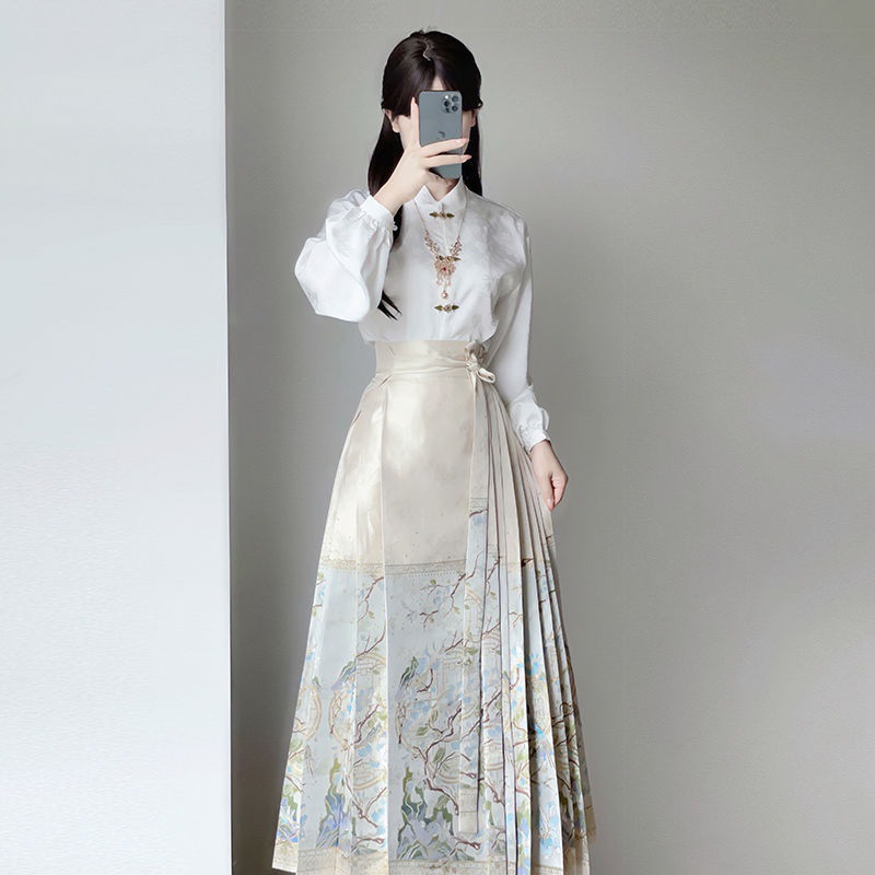 中式女装国风两件套2024穿搭显瘦新新款改良汉服一整套马面裙秋季