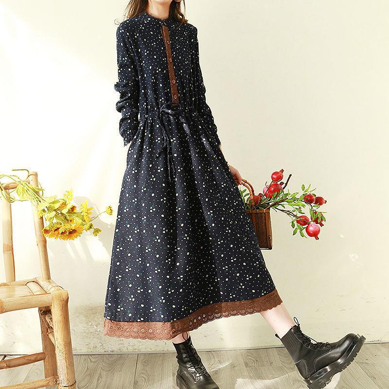 Women's Loose Plus Size Floral Linen Dress