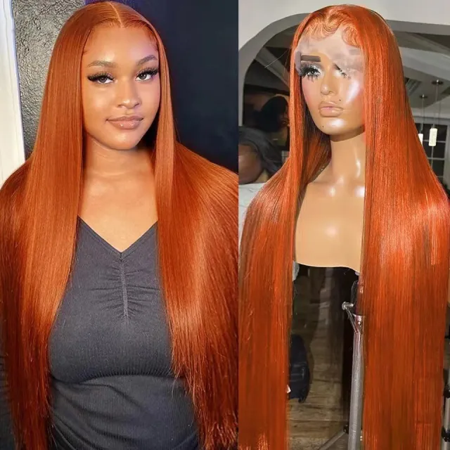 Front Lace Wig Orange Lace Straight Hair Orange - Shop at LoveMi