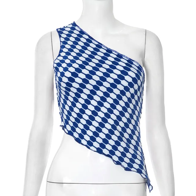 Off shoulder Pullover Irregular Short T shirt With Curled Hem Light Blue - Shop at LoveMi