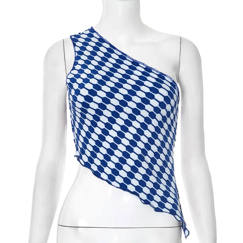 Off-shoulder Pullover Irregular Short T-shirt With Curled Hem - Light Blue