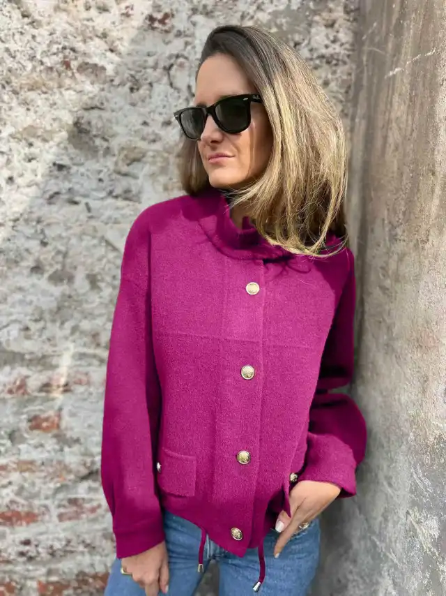 Tie Pocket Cardigan Single breasted Mid length Coat Rose - Shop at LoveMi