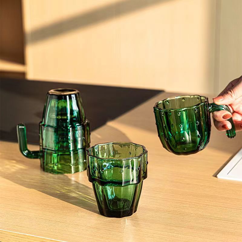 Good-looking Ins Style Dark Green Cool Drinking Ware Cactus Cups Set