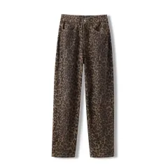 New American Vintage Leopard Print Jeans Straight Loose - Clht1692 Leopard Print - View 1