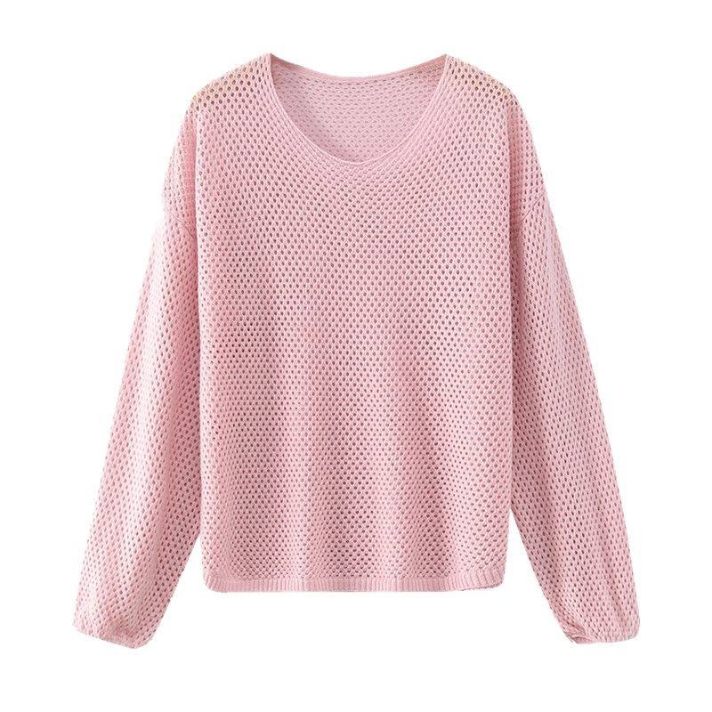 Color Hollow Thin Knitwear T-shirt Women