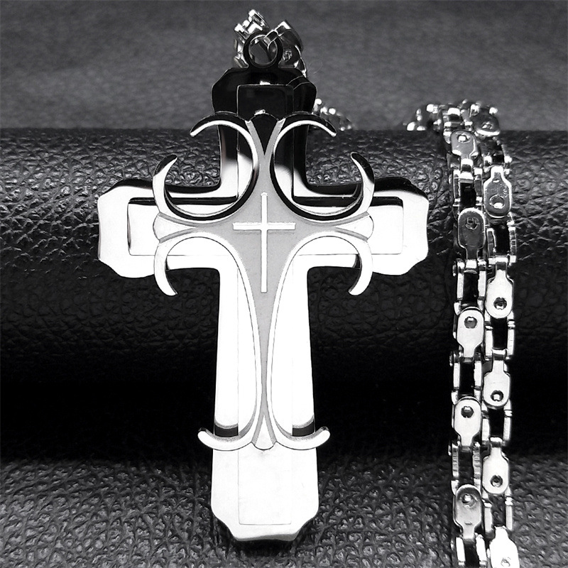 Men's Stainless Steel Large Cross Necklace