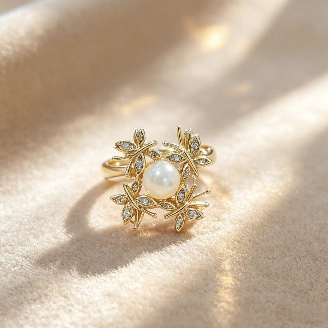 Spinning Butterfly Zircon Ring