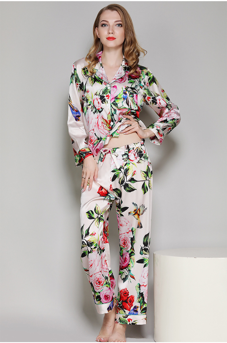 Title 3, Spring And Autumn Silk Long-Sleeve Home Suit Tw...