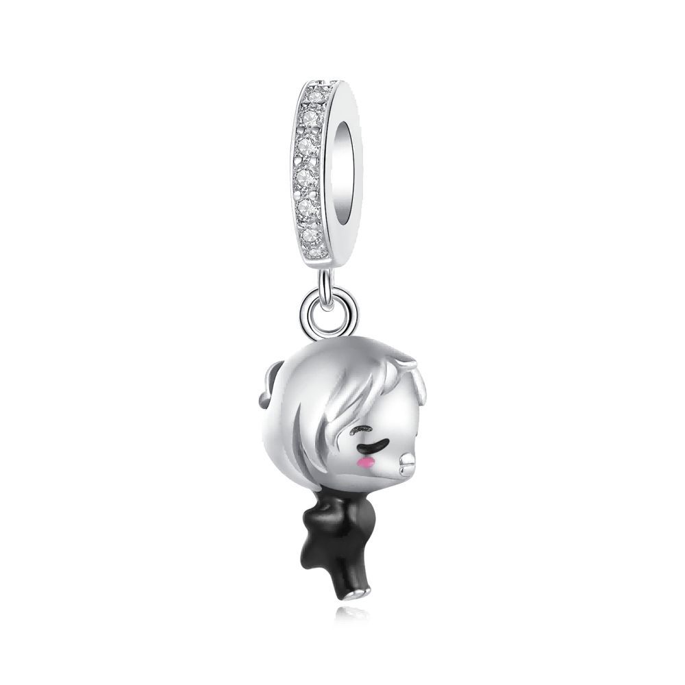 Copper-Plated Silver Dating Travel Camera Tower DIY Pendant