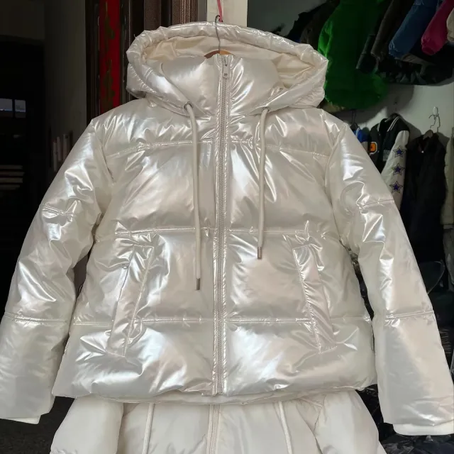 Silver Shiny Surface Skin Feeling Cotton padded Clothes Silver - Shop at LoveMi