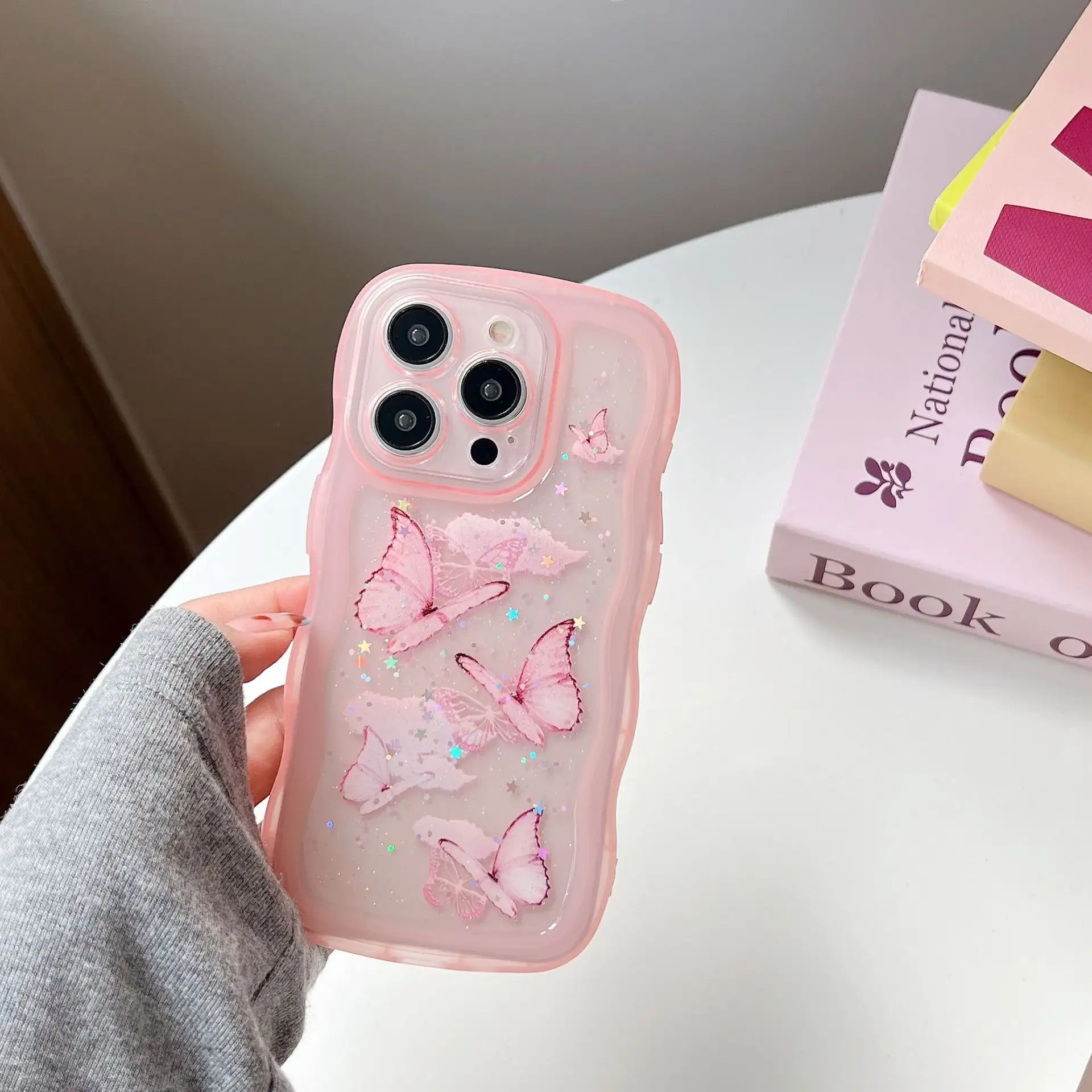 Painted Butterfly Glitter Transparent Drop-resistant Protective Cover
