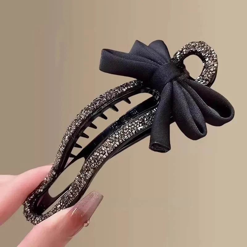 Temperament Bobby Pin Back Head Banana Clip Light Luxury Updo Hair Claw - Black
