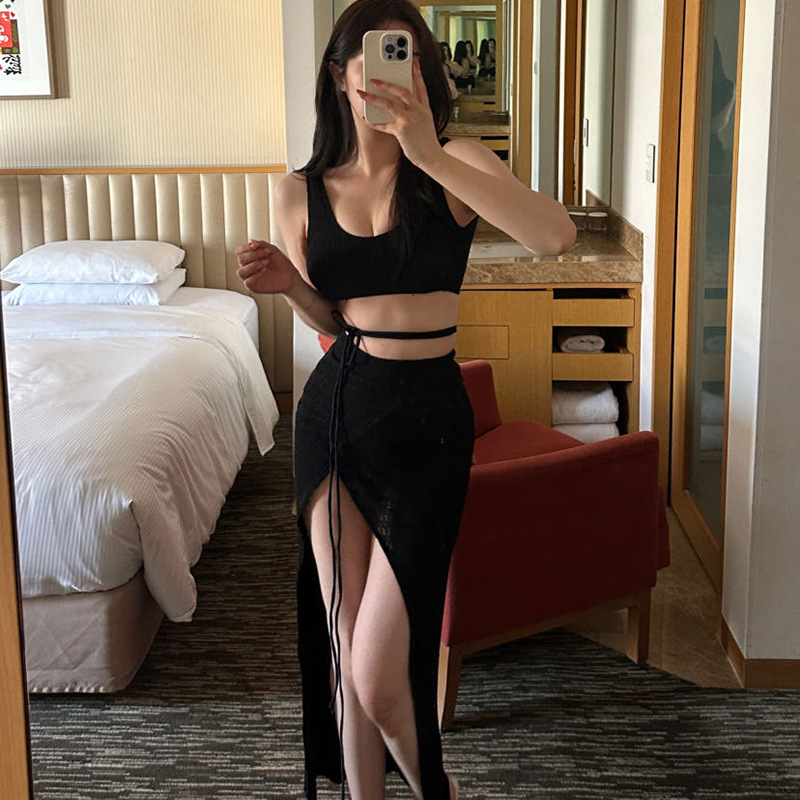 High Waist Tight Slimming Sheath Holiday Split Swimsuit