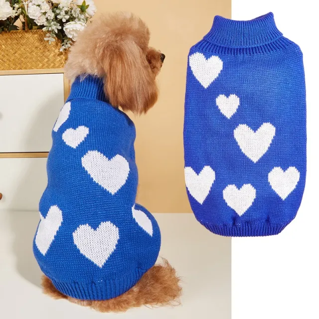 Pet Clothes Valentine's Day New Year Love Dog Knitted Sweater Blue - Shop at LoveMi