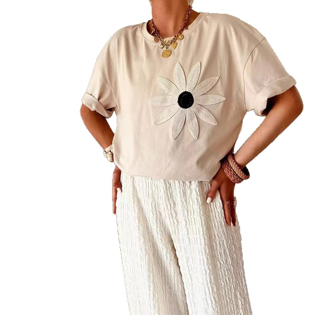 Round Neck Short-sleeved Top Women's