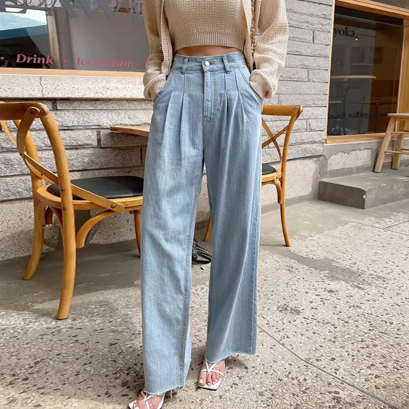 Women's Fashion Personality Wide-leg Jeans - Blue