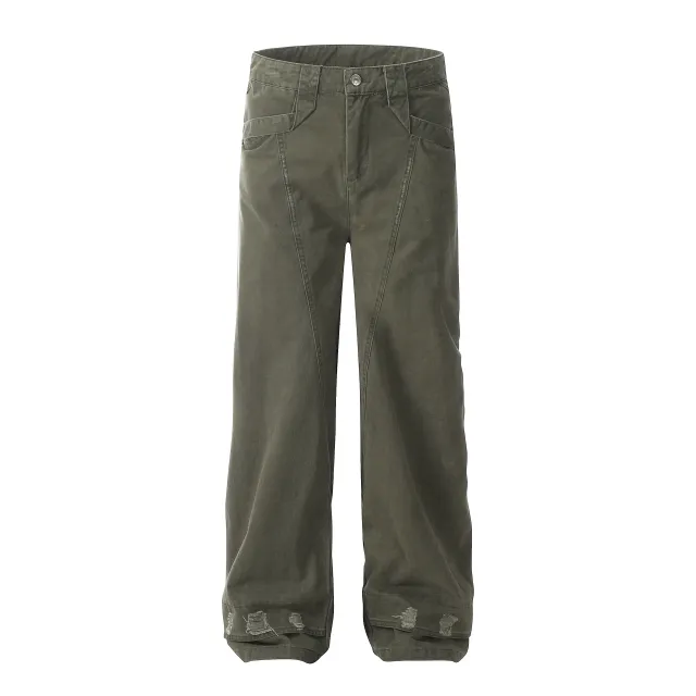 Women's Fashion Worn Workwear Casual Pants Green - Shop at LoveMi