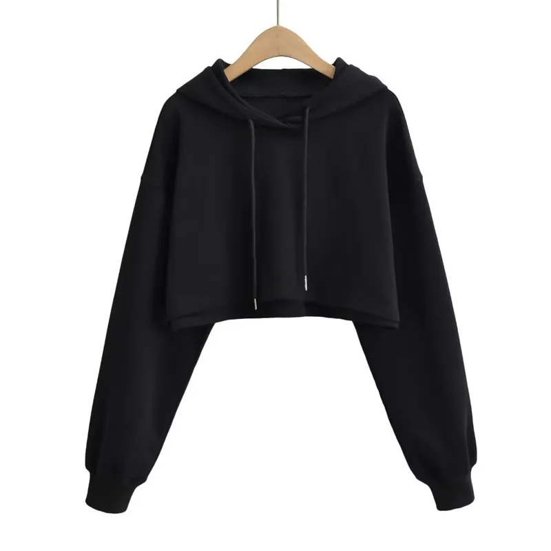 High Waist Short Personality Trendy Sweater - Black