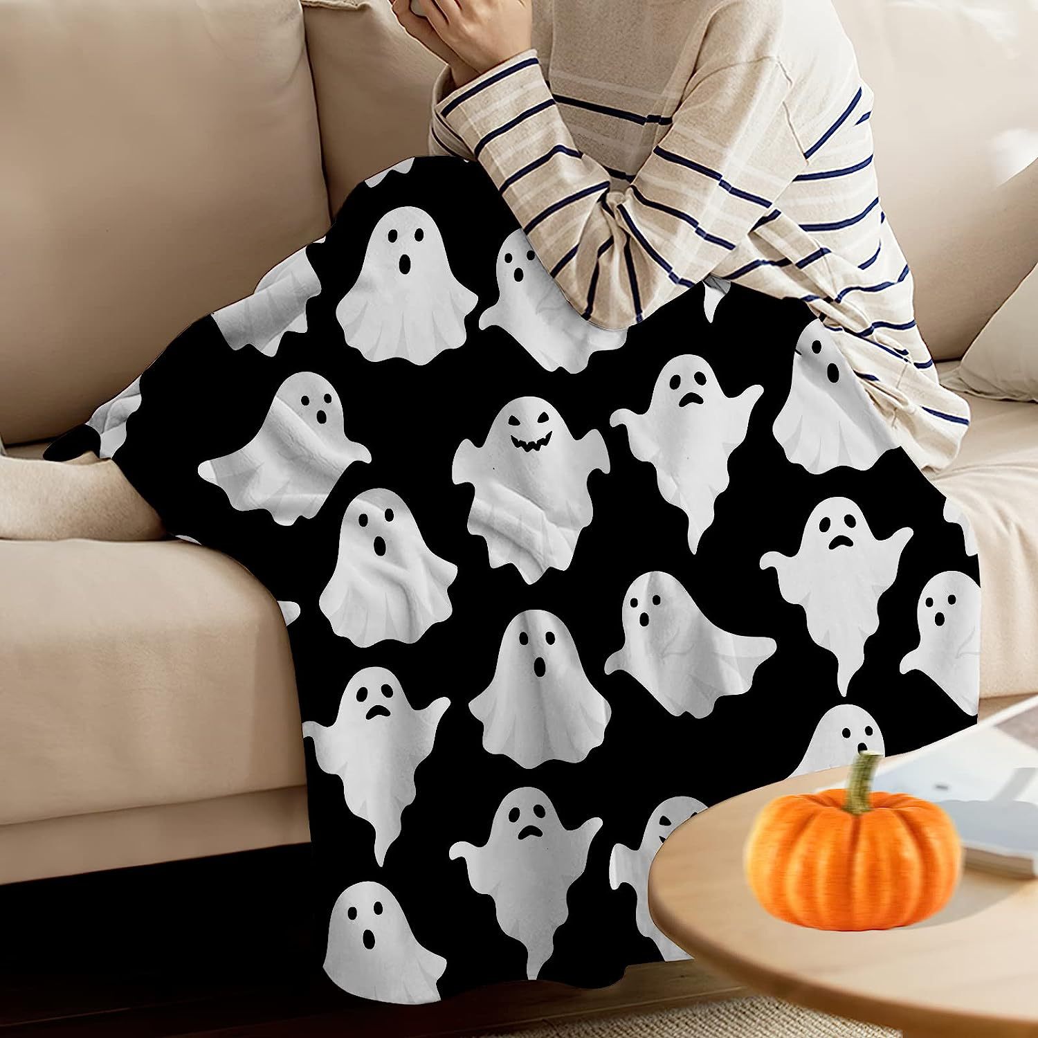 Title 6, Printed Blanket Ghost Halloween Four Seasons Un...