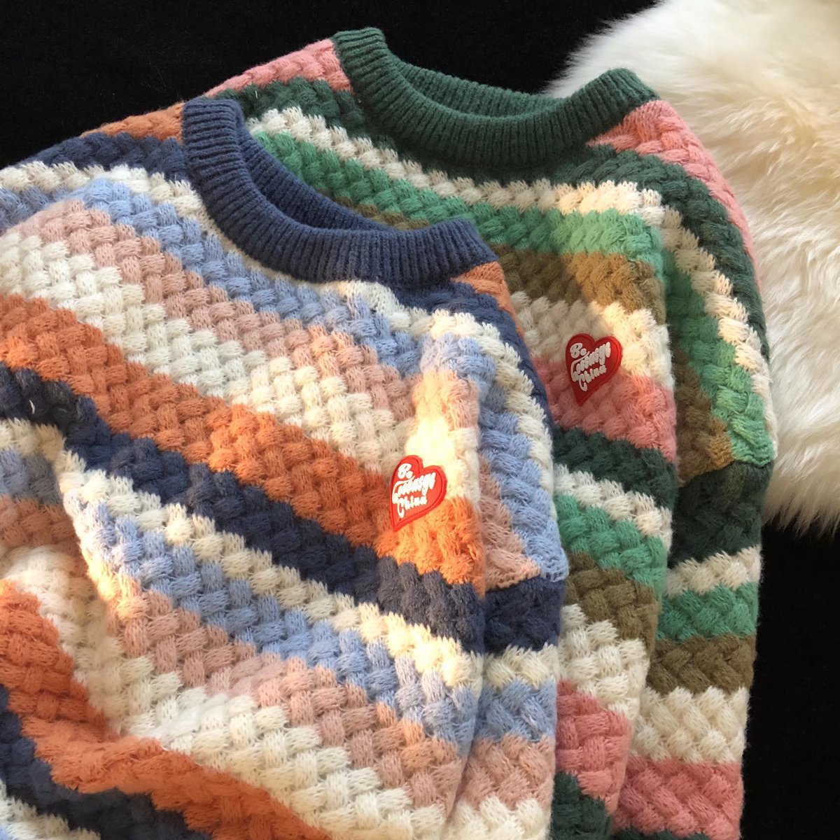 Japanese Style Stripe Sweater Women's Pullover Loose