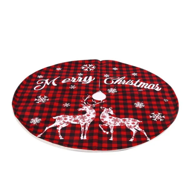 Decoration Red And Black Plaid 119cm Letter Elk Christmas tree Skirt Asq30 Red And Black Plaid - Shop at LoveMi