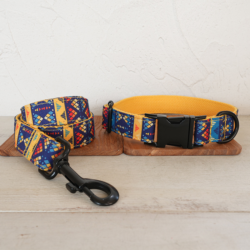 Dog Collar Pet Supplies Foreign Trade Leash Set Black Buckle