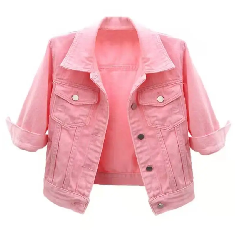 Spring And Summer Korean-style Mid-sleeve Denim Coat