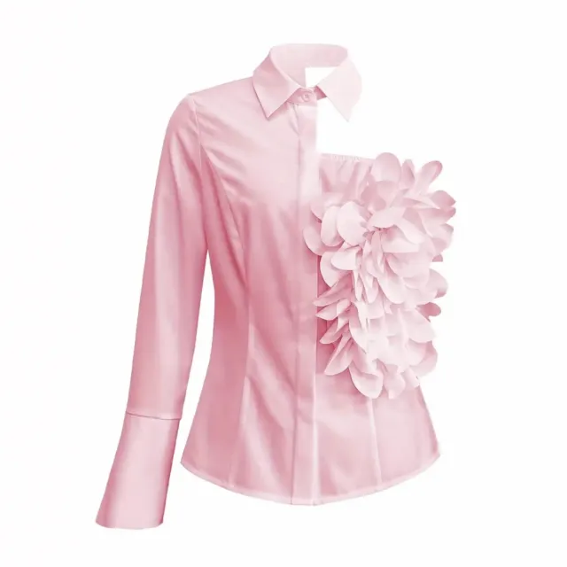 White Blouse With A One shoulder TOP Lotus Root Color - Shop at LoveMi