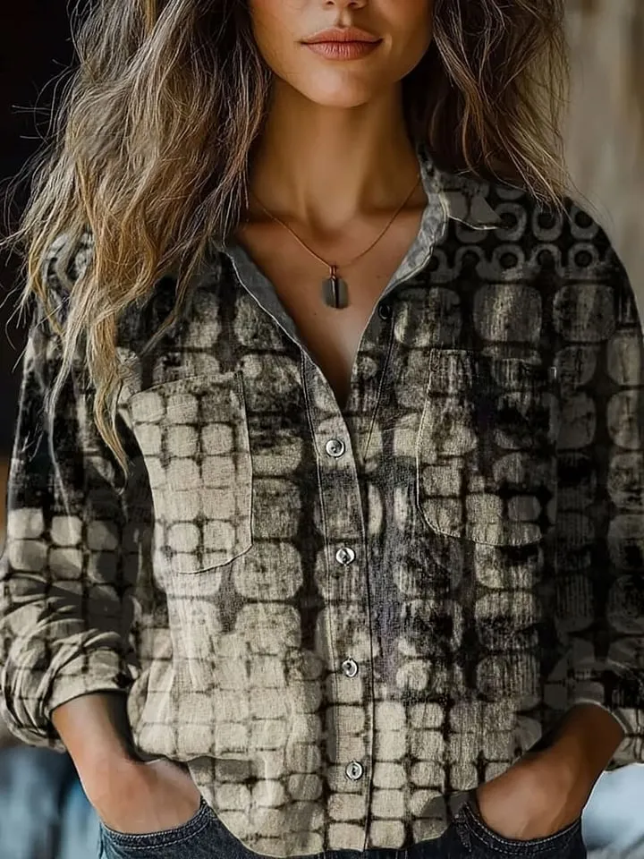 D Printed Exquisite Linen Women's Top - Ncs02524122401-2Xl
