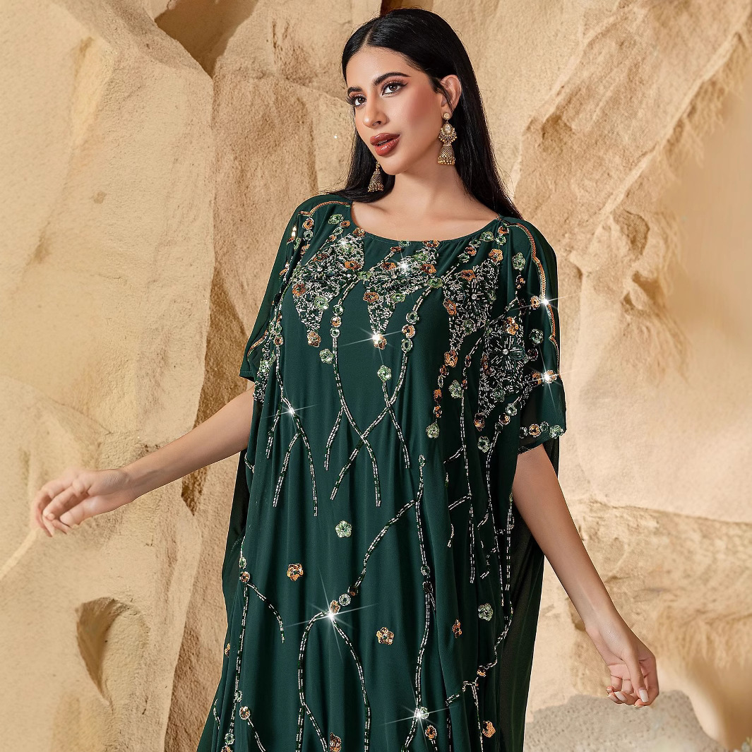 New Elegant Graceful Robe Chiffon Beaded Rhinestone