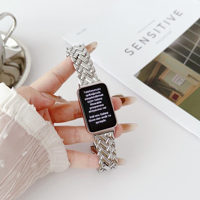 V-shaped Diamond-encrusted Metal Watch Band For Fit 3 6