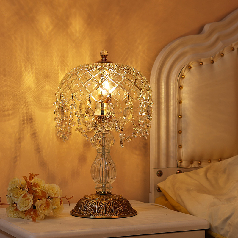 French-style All-copper Glass Pendant Crystal Table Lamp