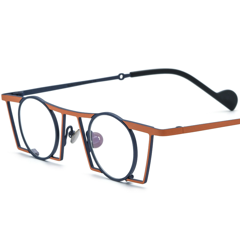 Round Retro Color Matching Pure Titanium Glasses - Image 2