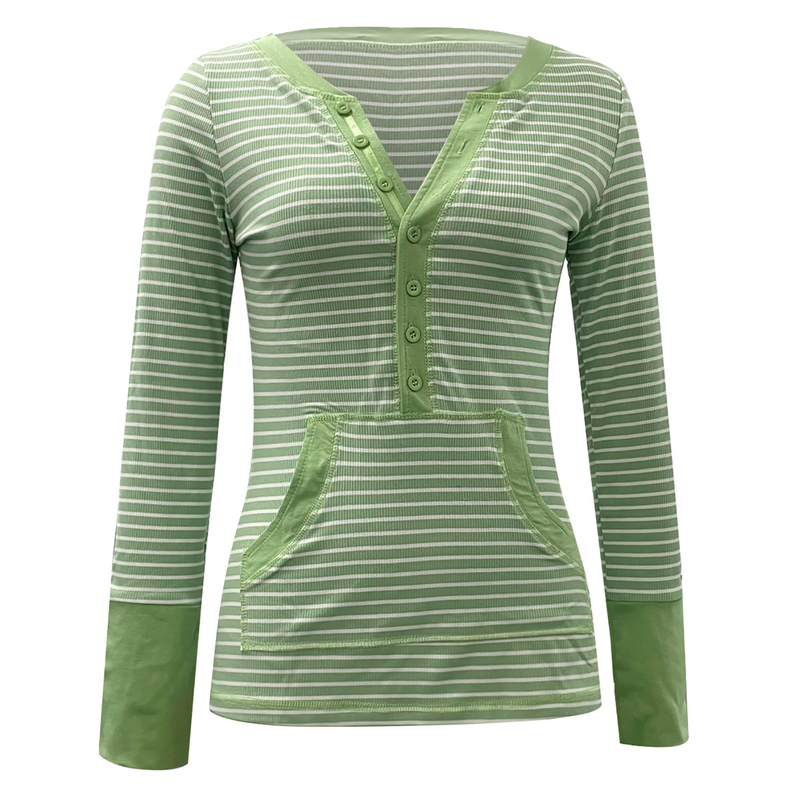 European And American Autumn Winter Retro Striped Long Sleeve Green - Shop at LoveMi