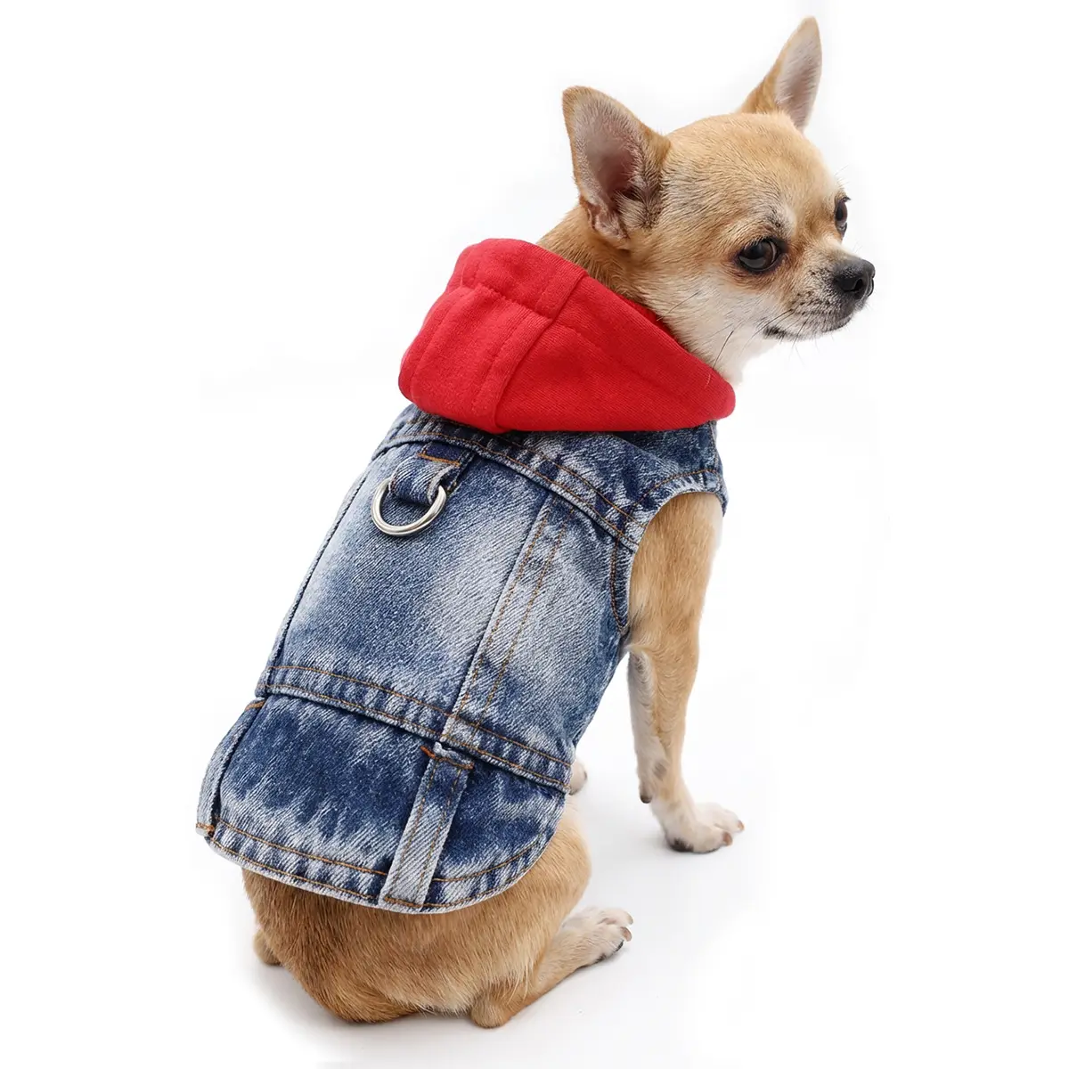 Red-Haired Hooded Denim Vest